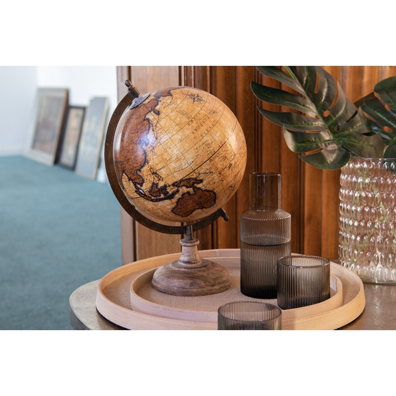 Clayre & Eef Serviersplatte 2er Set Braun Holz Rund
