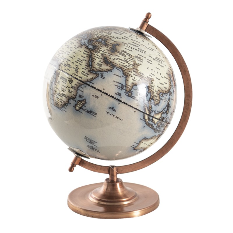 Clayre & Eef Globe 22x30 cm Bleu Bois Métal