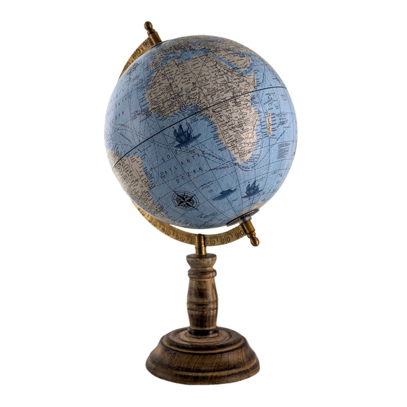 Clayre & Eef Globe 22x37 cm Blue Grey Wood Iron Round