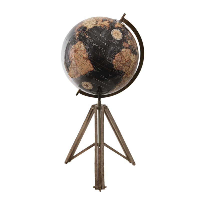 Clayre & Eef Globe 31x31x67 cm Noir Bois Métal