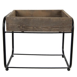 Clayre & Eef Petit table de plante 32x26x27 cm Marron Bois Fer
