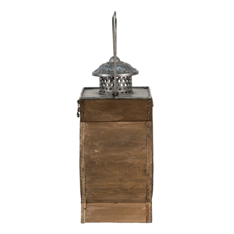Clayre & Eef Laterne 16x12x28 cm Braun Holz Glas Oval