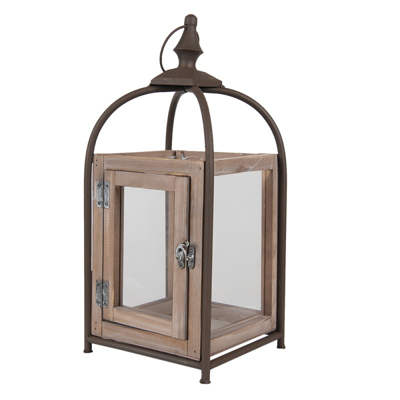 Clayre & Eef Lanterne 46 cm Marron Bois Métal Carré