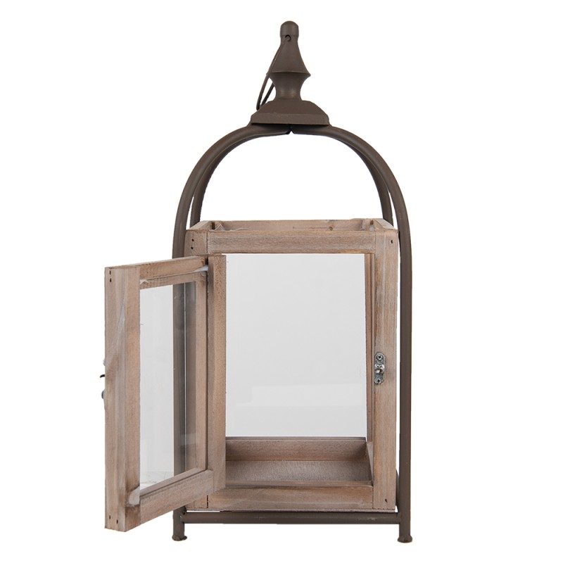 Clayre & Eef Lanterne 46 cm Marron Bois Métal Carré