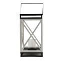Clayre & Eef Lantern 38 cm White Black Wood Metal Square