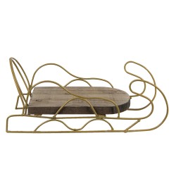 Clayre & Eef Kerstdecoratie Slee 26x13x12 cm Bruin Hout Metaal