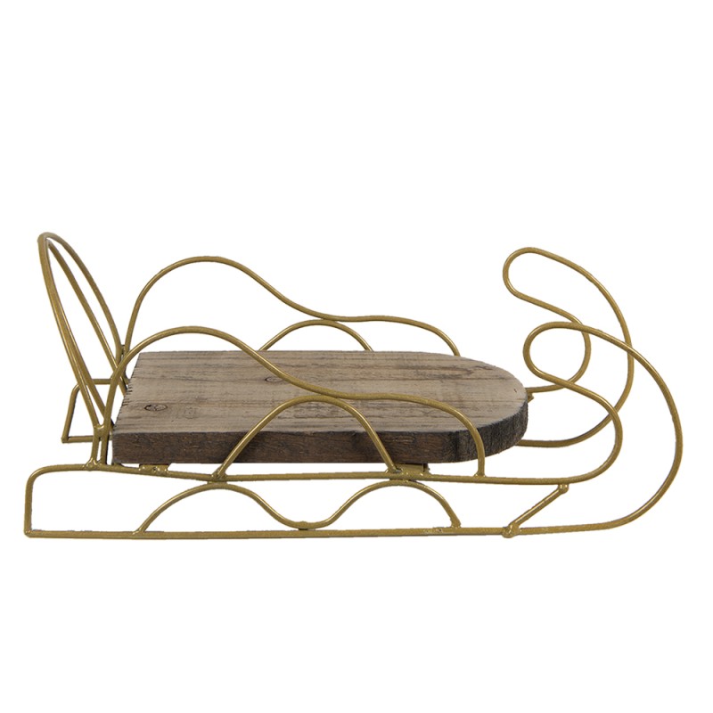 Clayre & Eef Decorazione di Natalizie Slitta 26x13x12 cm Marrone Legno Metallo