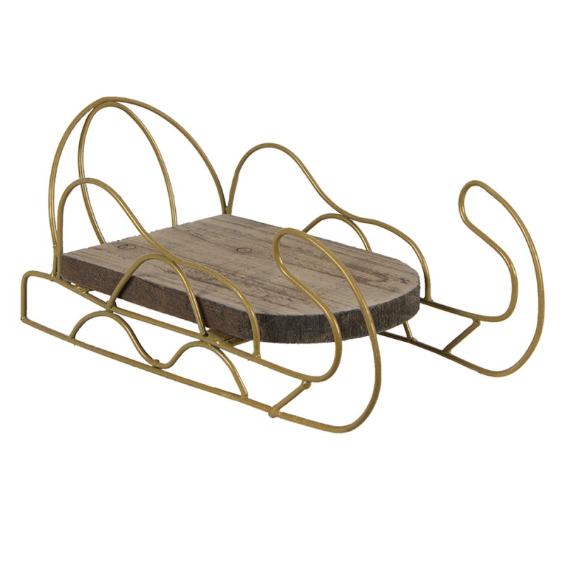 Clayre & Eef Decorazione di Natalizie Slitta 26x13x12 cm Marrone Legno Metallo