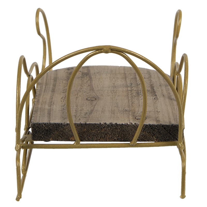 Clayre & Eef Decorazione di Natalizie Slitta 26x13x12 cm Marrone Legno Metallo