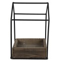 Clayre & Eef Bloempot  15x15x23 cm Bruin Hout Metaal Vierkant