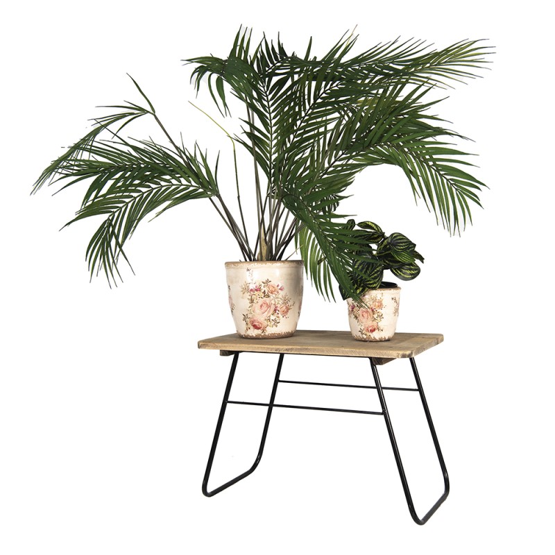 Clayre & Eef Plant Table 46x26x33 cm Brown Wood Metal Rectangle