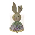 Clayre & Eef Wind Light Rabbit 11x10x22 cm Beige Green Metal Glass