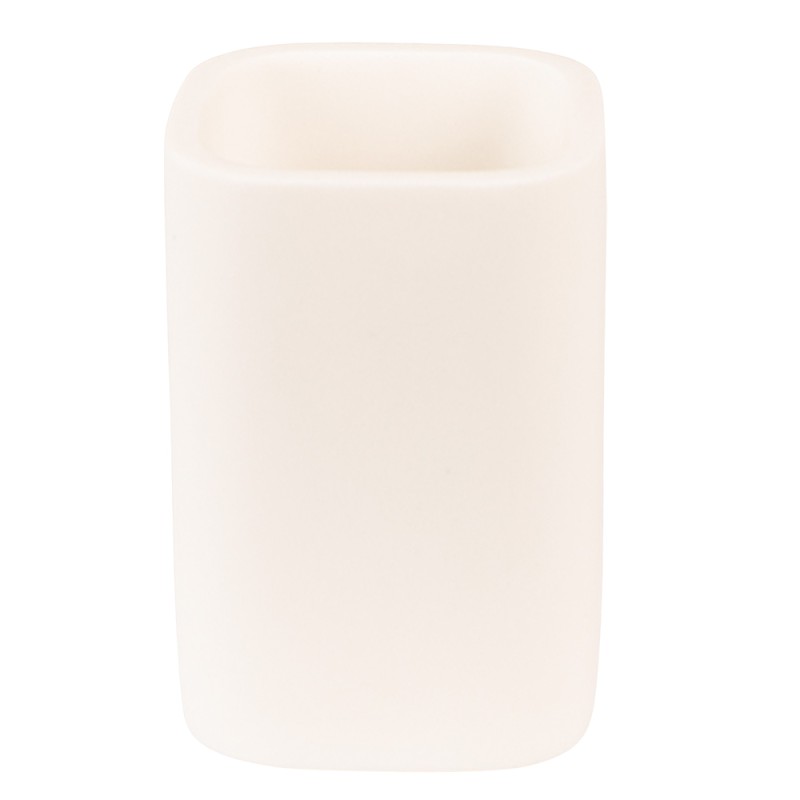 Clayre & Eef Portaspazzolino 7x7x10 cm Bianco Ceramica Quadrato