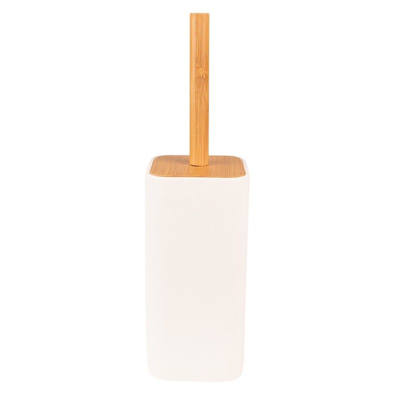 Clayre & Eef Brosse WC 9x9x34 cm Blanc Marron Céramique Carré