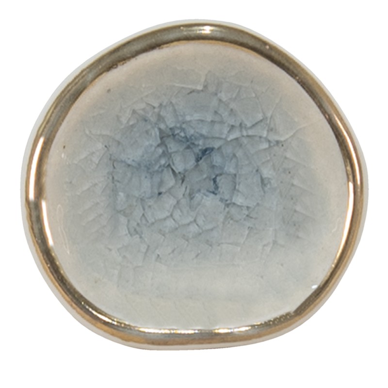 Clayre & Eef Door Knob 4x3x4 cm Blue White Ceramic