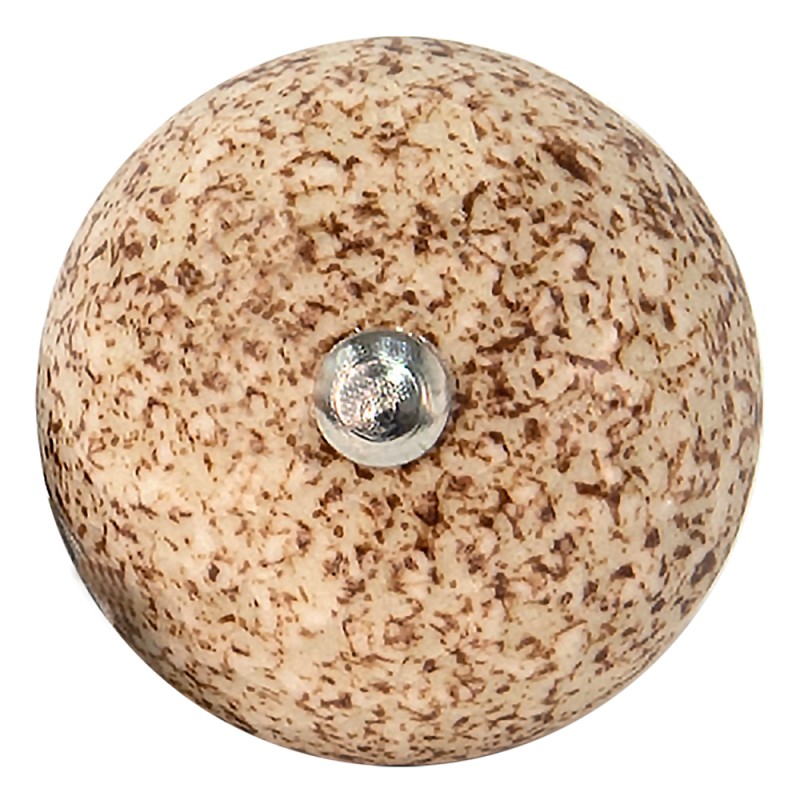 Clayre & Eef Door Knob Ø 4 cm Brown Beige Ceramic Round