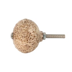 Clayre & Eef Door Knob Ø 4 cm Brown Beige Ceramic Round