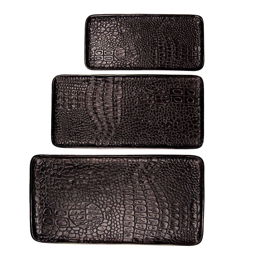 Clayre&Eef Decoratie Dienblad Set van 3 55 cm Zwart Aluminium afbeelding