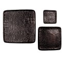 Clayre & Eef Dekoration Serviertablett 3er Set 36 cm Schwarz Aluminium Quadrat