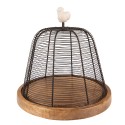 Clayre & Eef Food Cover Ø 24x24 cm Brown Beige Iron Wood