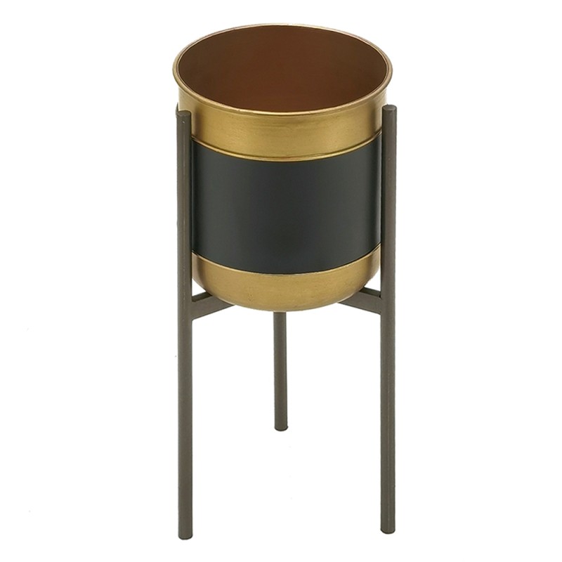 Clayre & Eef Fioriera Ø 20x45 cm Nero Color oro Ferro