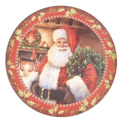 Clayre & Eef Sottopiatto Ø 33 cm Rosso Verde  Plastica Babbo Natale