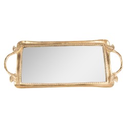 Clayre & Eef Tray 51x22 cm Gold colored Plastic Glass Rectangle