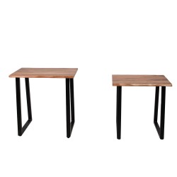 Clayre & Eef Table d'appoint set de 2 50x30x50 Marron Bois Fer Rectangle