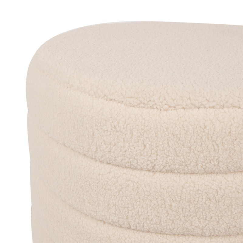 Clayre & Eef Pouf set di 2 Ø 50x45 / Ø 40x40  cm Beige Legno Tessuto Rotondo
