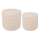 Clayre & Eef Pouf set di 2 Ø 50x45 / Ø 40x40  cm Beige Legno Tessuto Rotondo