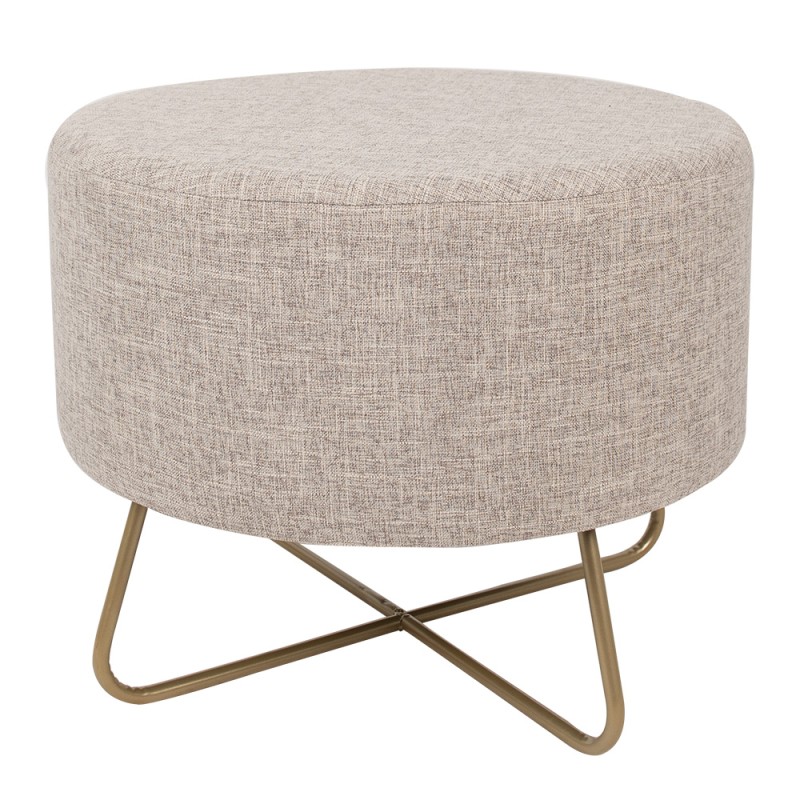 Clayre & Eef Pouf Ø 55x43 cm Beige Metall Textil Rund 