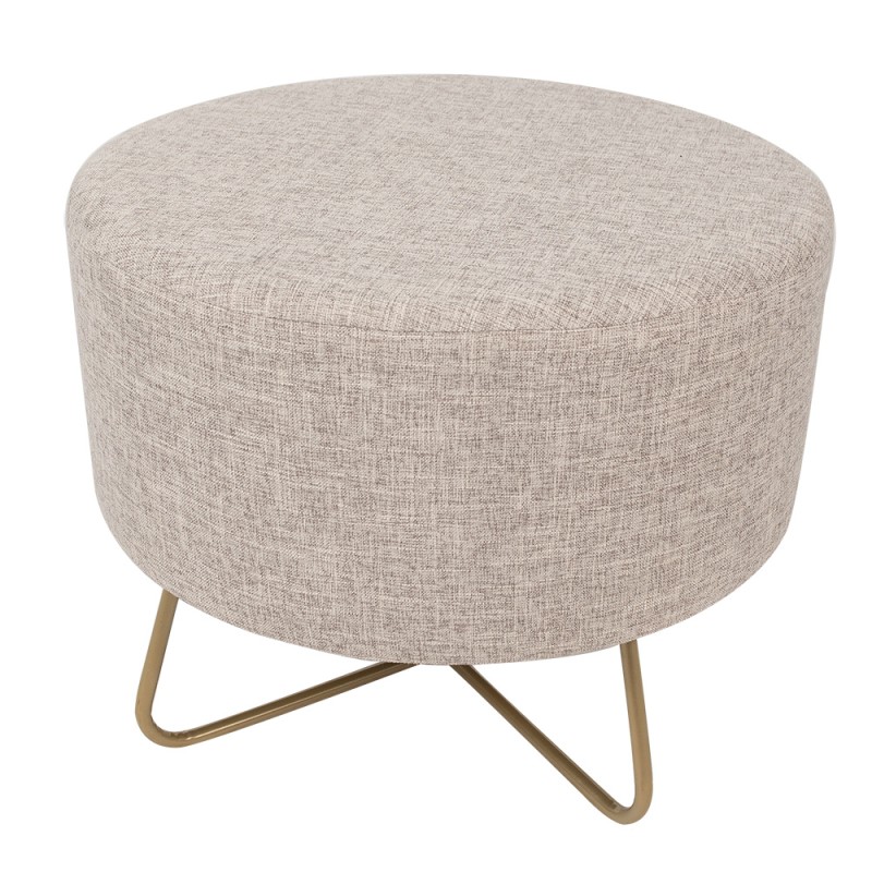 Clayre & Eef Pouf Ø 55x43 cm Beige Metall Textil Rund