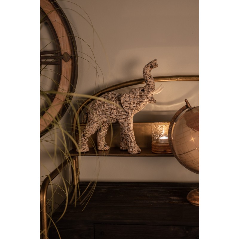 Clayre & Eef Figurine Elephant 32 cm White Black Paper Iron Textile