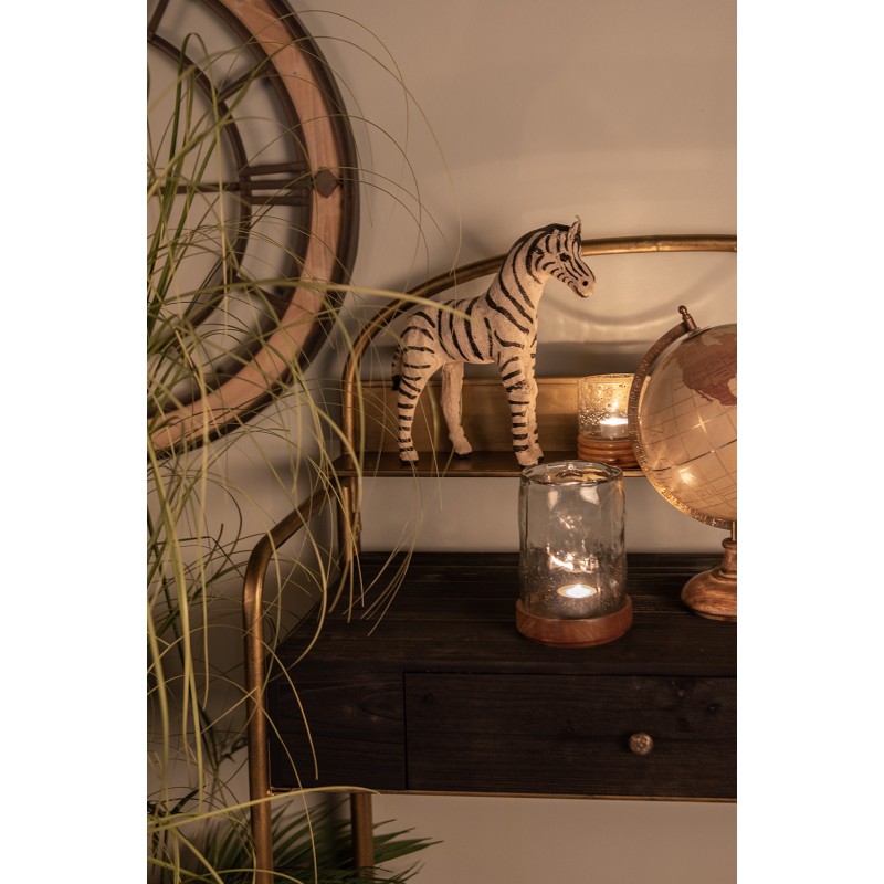 Clayre & Eef Statuetta Zebra 28 cm Nero Bianco  Carta Ferro Tessuto