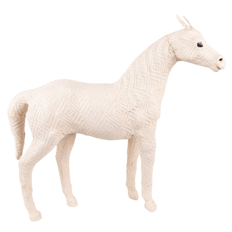 Clayre & Eef Figur Pferd 30 cm Beige Papier Eisen Textil