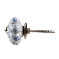 Clayre & Eef Door Knob Ø 4 cm Blue White Ceramic