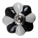 Clayre & Eef Door Knob Ø 4 cm Black White Ceramic