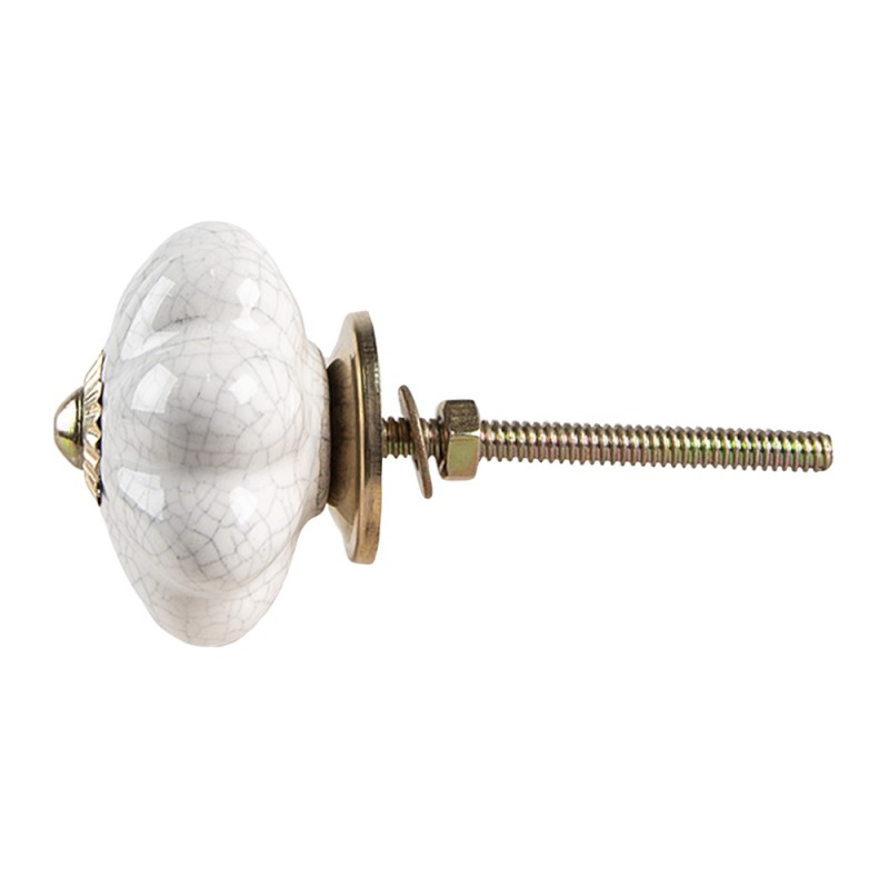 Clayre & Eef Poignée de porte Ø 4 cm Blanc Céramique