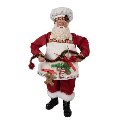 Clayre & Eef Figur Weihnachtsmann 28 cm Rot Kunststoff