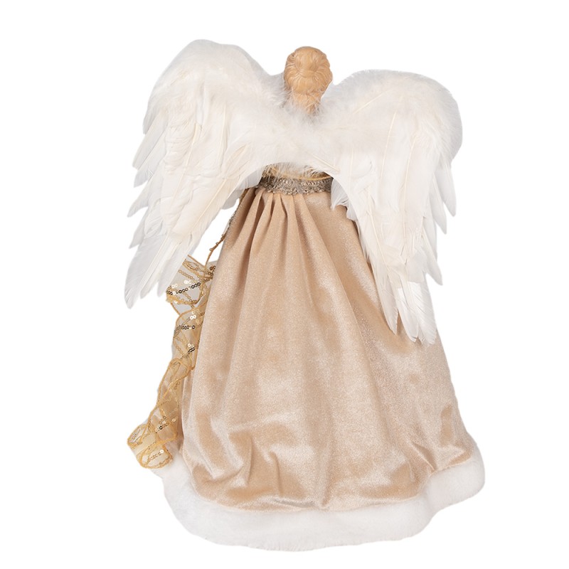 Clayre & Eef Christmas Decoration Figurine Angel 41 cm Gold colored Textile on Plastic