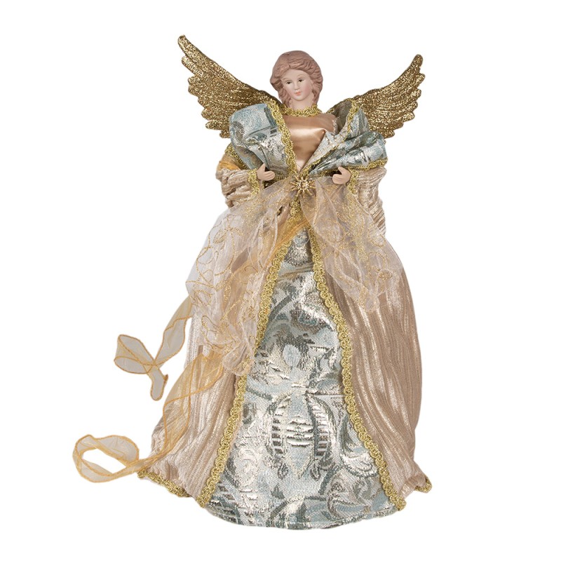 Clayre & Eef Statuetta decorativa di Natale Angelo 43 cm Color oro Tessuto su plastica