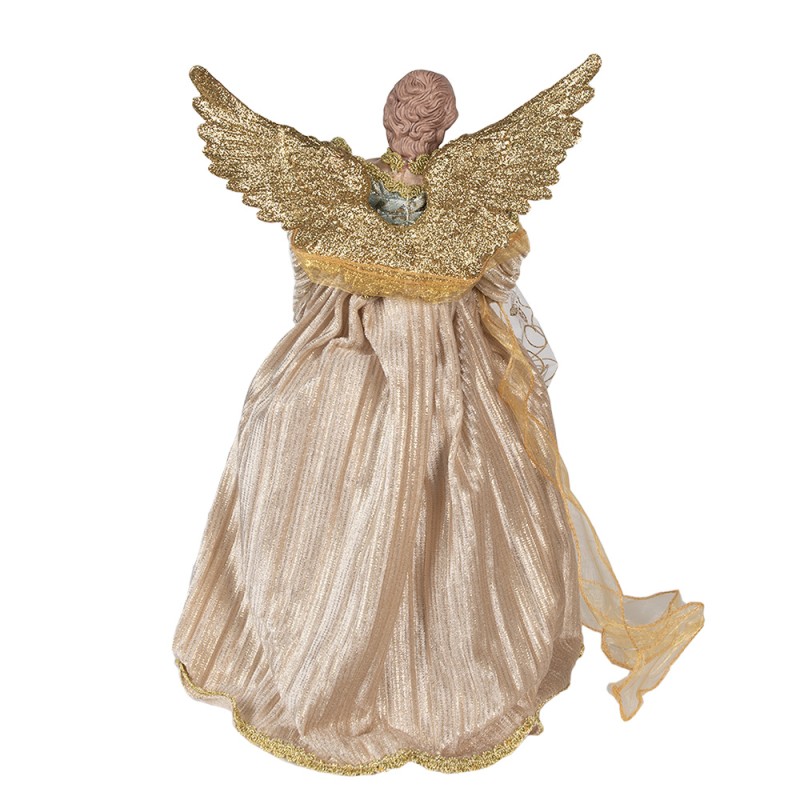 Clayre & Eef Statuetta decorativa di Natale Angelo 43 cm Color oro Tessuto su plastica