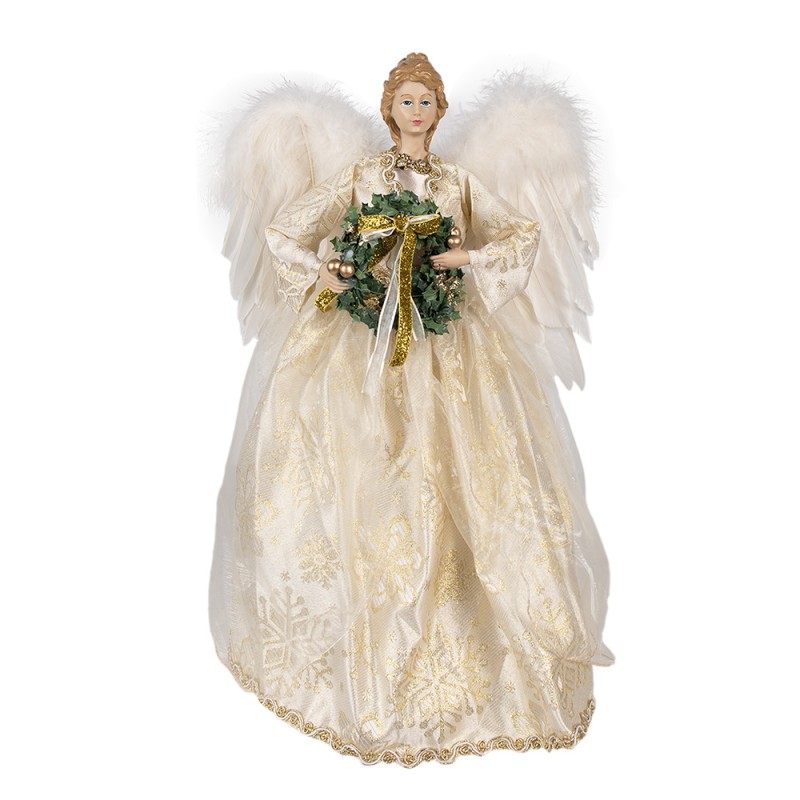 Clayre & Eef Decorazione di Natalizie Angelo 46 cm Bianco Tessuto su plastica