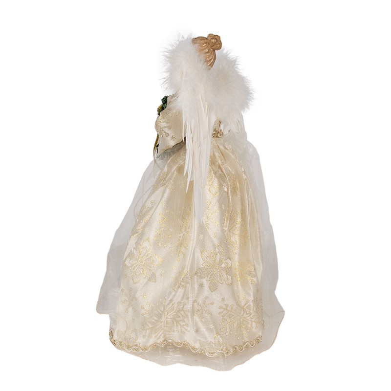 Clayre & Eef Decorazione di Natalizie Angelo 46 cm Bianco Tessuto su plastica