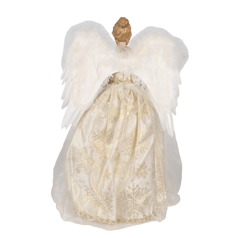 Clayre & Eef Decorazione di Natalizie Angelo 46 cm Bianco Tessuto su plastica
