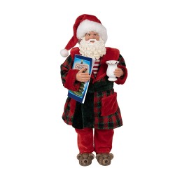 Clayre & Eef Beeld Kerstman 28 cm Rood Kunststof
