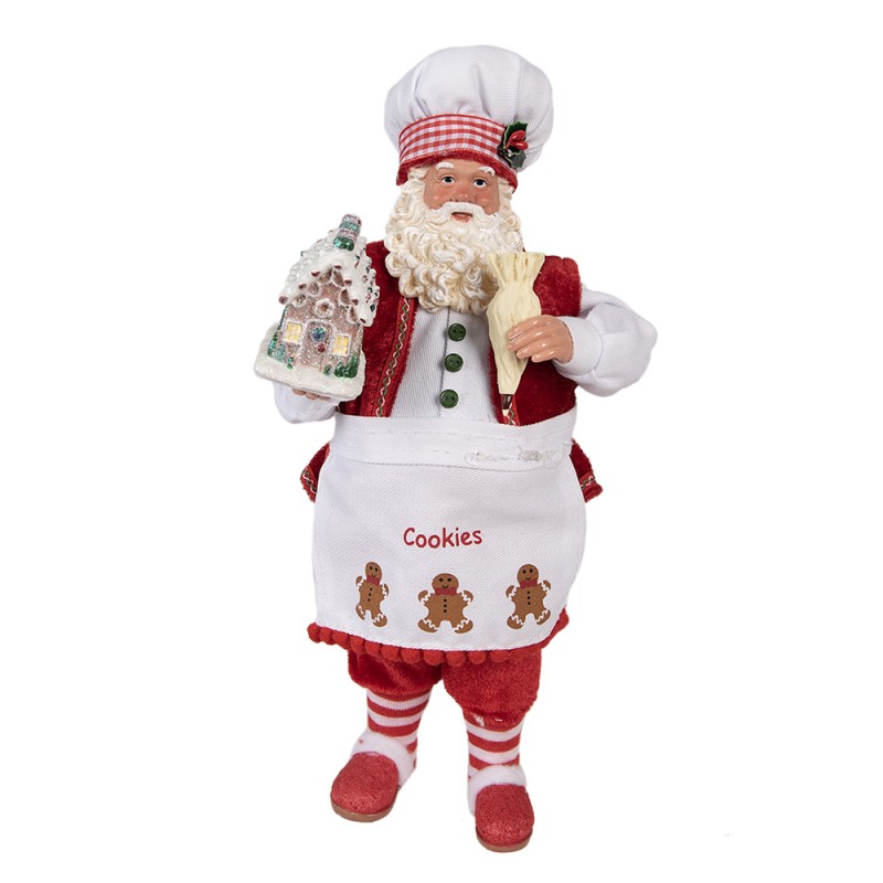 Clayre & Eef Figur Weihnachtsmann 28 cm Rot Kunststoff