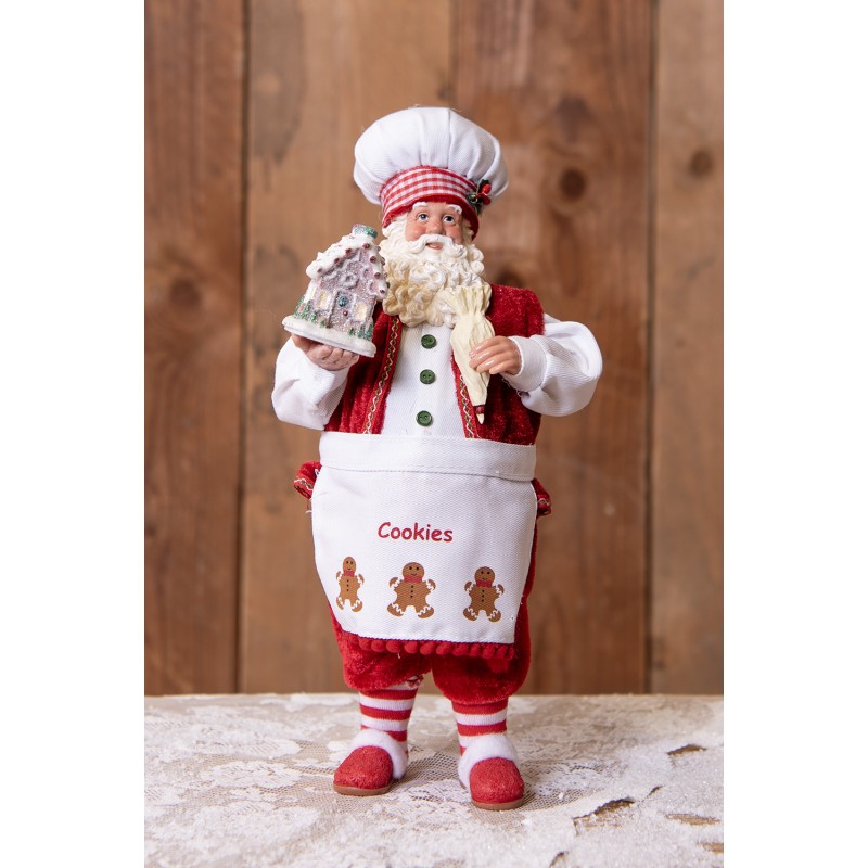 Clayre & Eef Figur Weihnachtsmann 28 cm Rot Kunststoff
