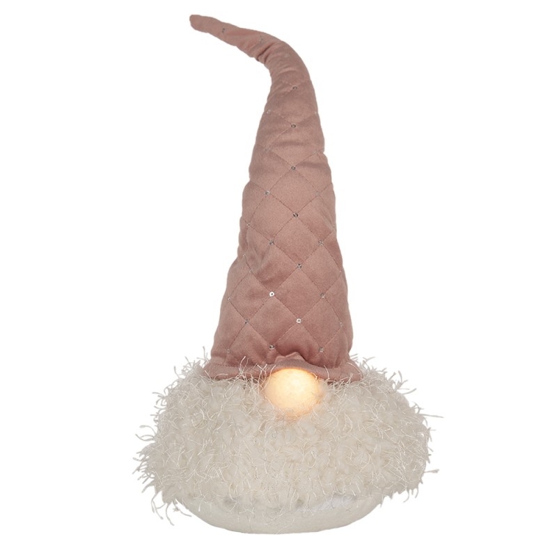 Clayre & Eef Christmas Decoration with LED Lighting Gnome 44 cm Pink Fabric