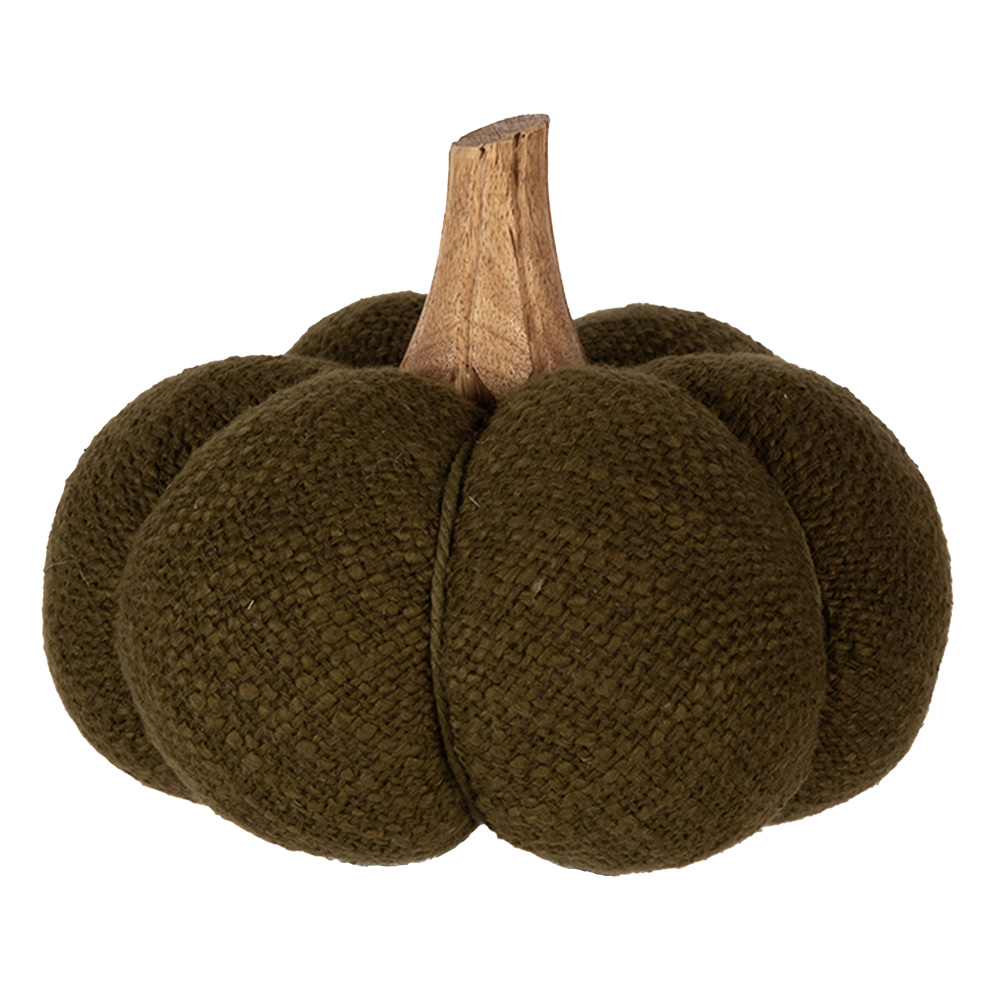 Clayre&Eef Decoratie Pompoen 13 cm Groen Polyester afbeelding